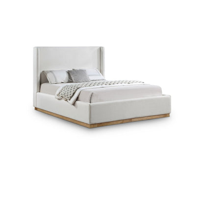 Flynn Cream Linen Textured Fabric King Bed