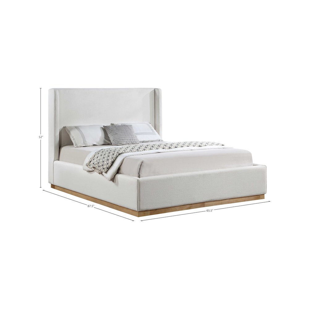 Flynn Cream Linen Textured Fabric Queen Bed