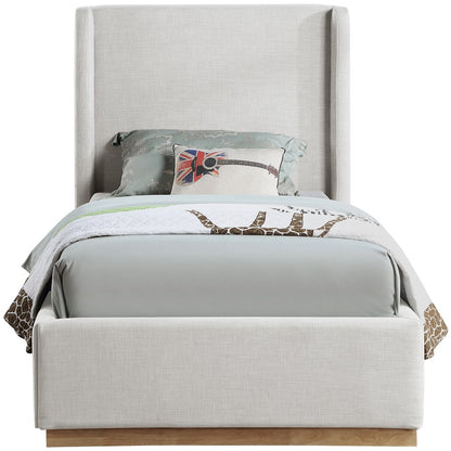Flynn Cream Linen Textured Fabric Twin Bed