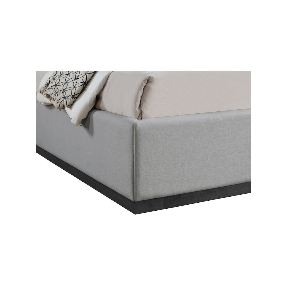 Flynn Grey Linen Textured Fabric King Bed