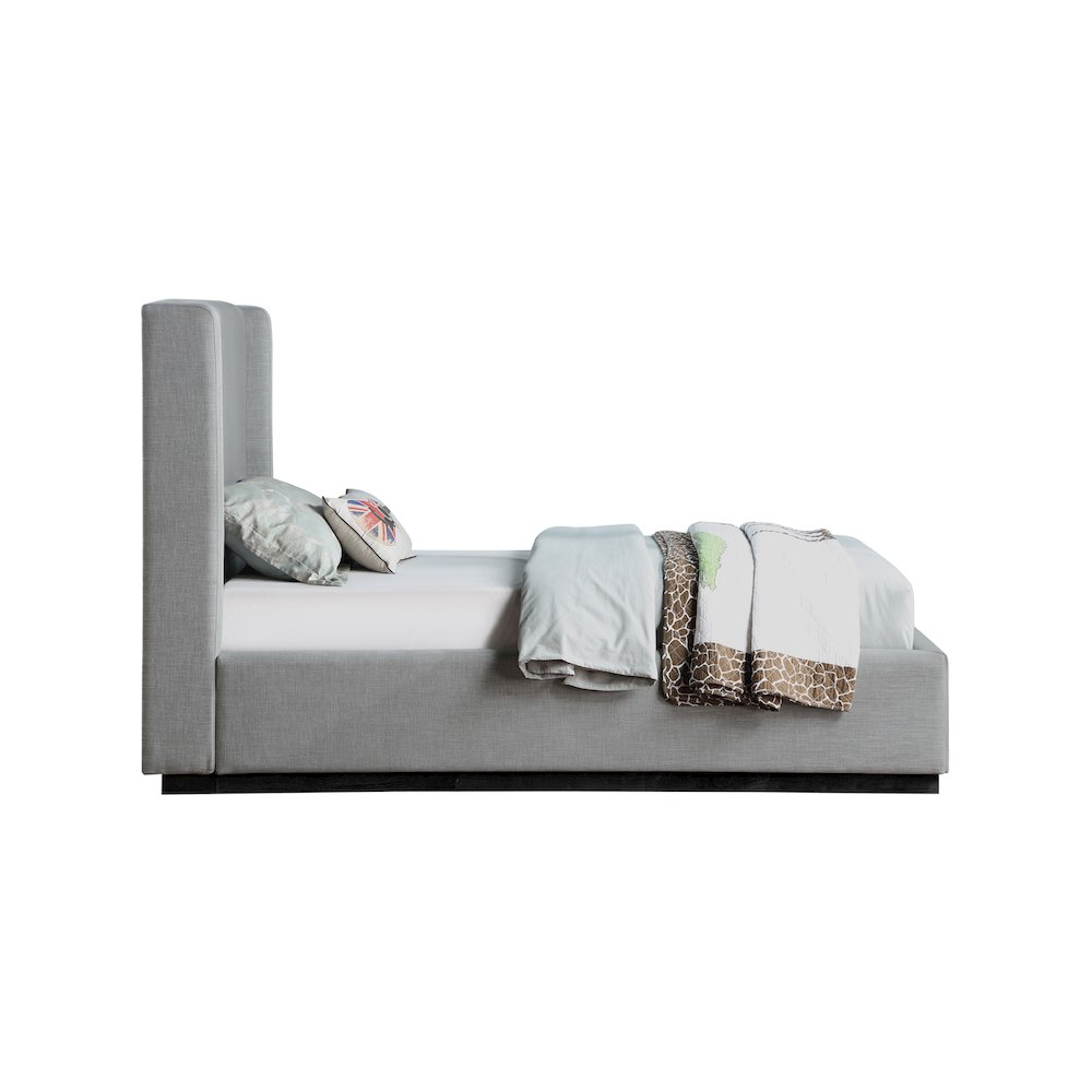 Flynn Grey Linen Textured Fabric Twin Bed