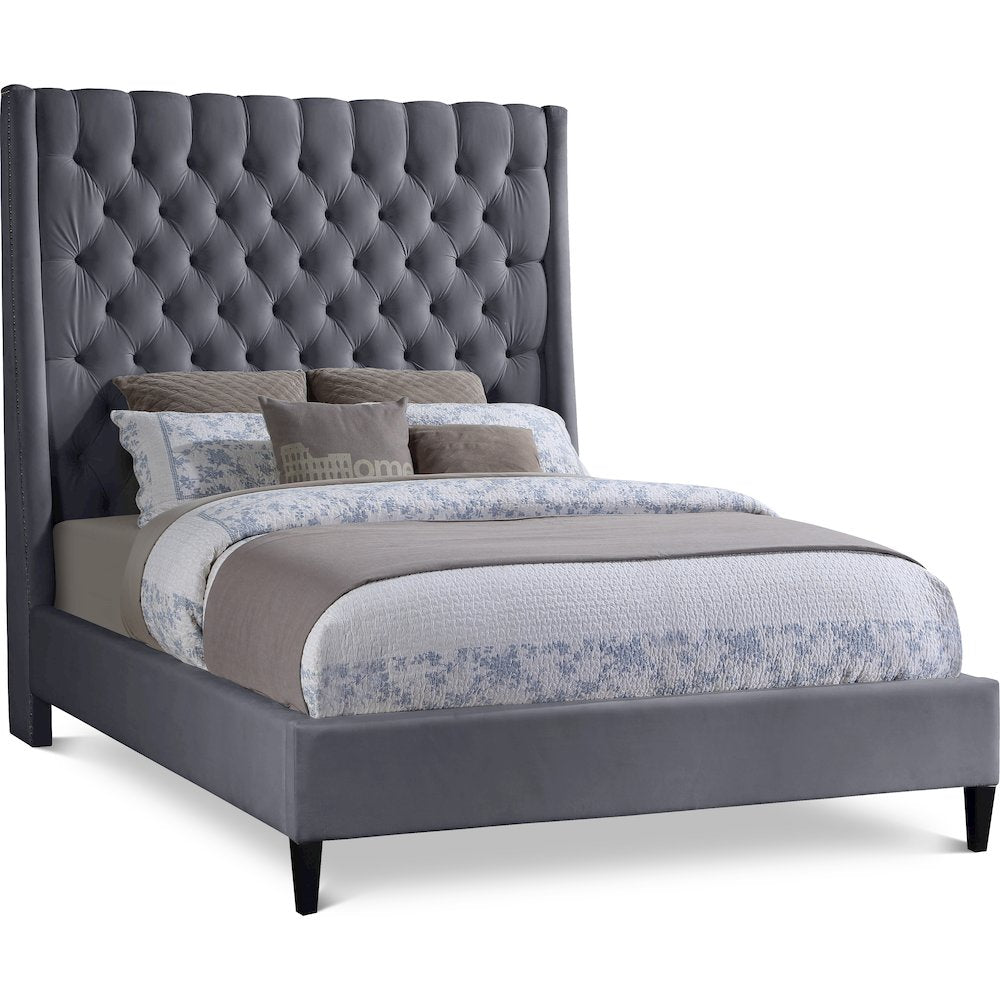 Fritz Grey Velvet King Bed
