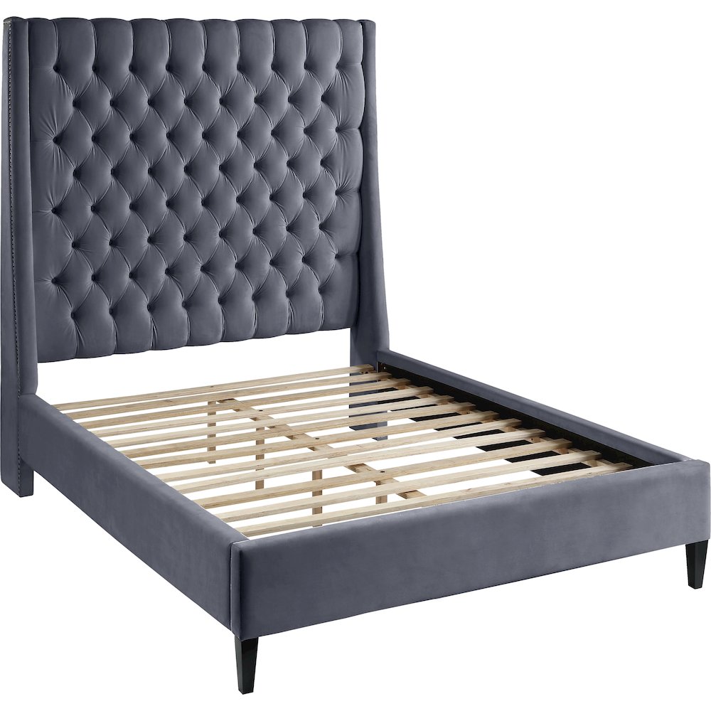Fritz Grey Velvet King Bed