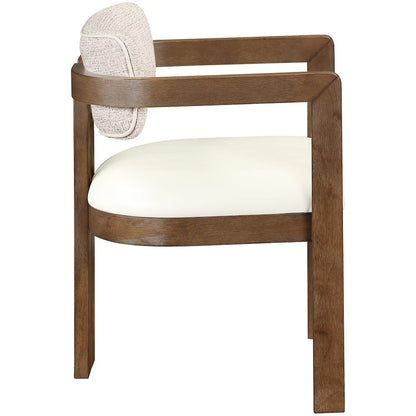 Ravina Beige Vegan Leather and Linen Fabric Upholstered Dining Chair, Set of 2