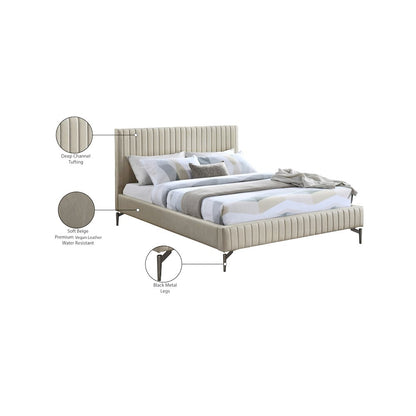 Gallo Beige Vegan Leather Queen Bed
