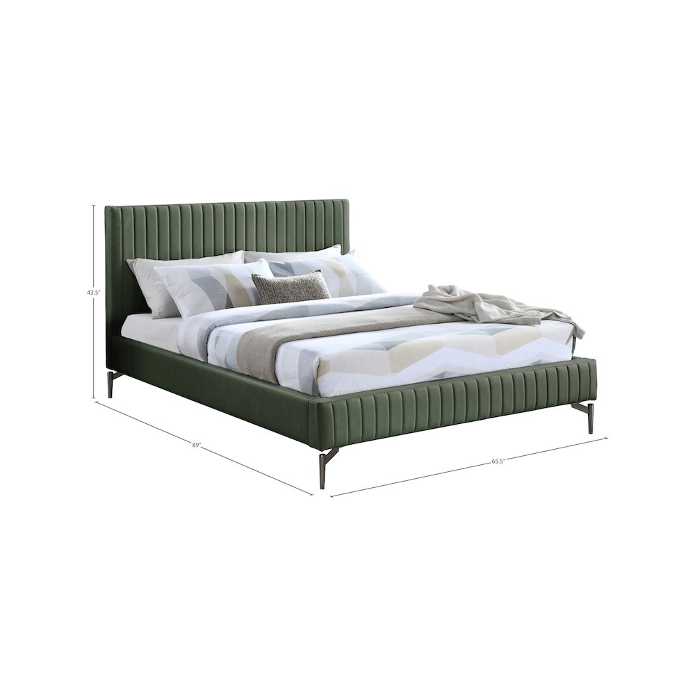 Gallo Green Vegan Leather Queen Bed