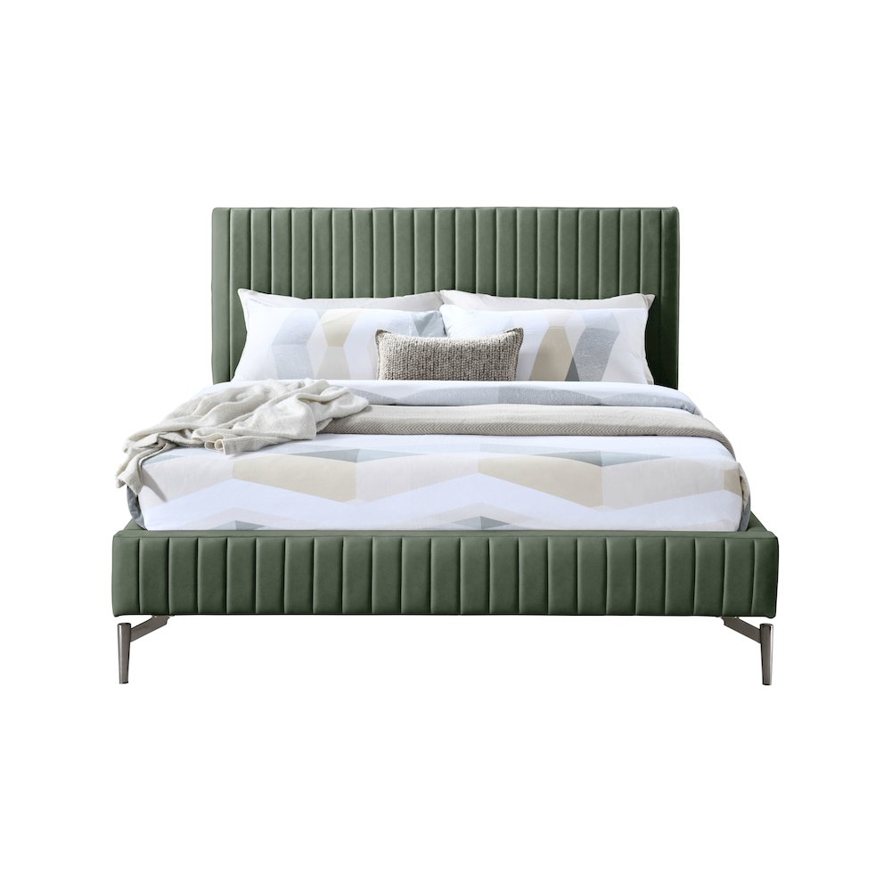 Gallo Green Vegan Leather Queen Bed