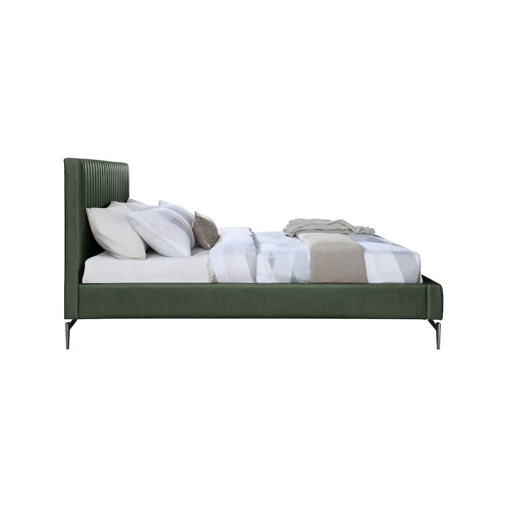 Gallo Green Vegan Leather Queen Bed