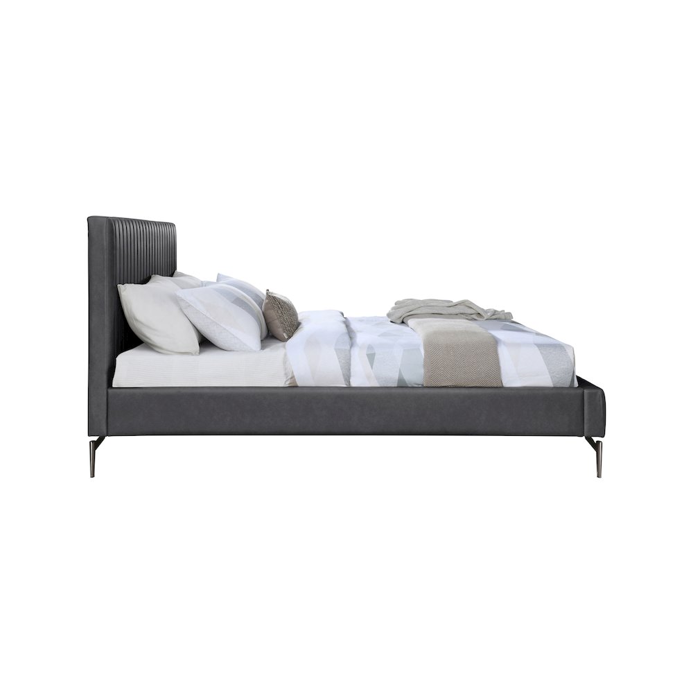 Gallo Dark Grey Vegan Leather Full Bed