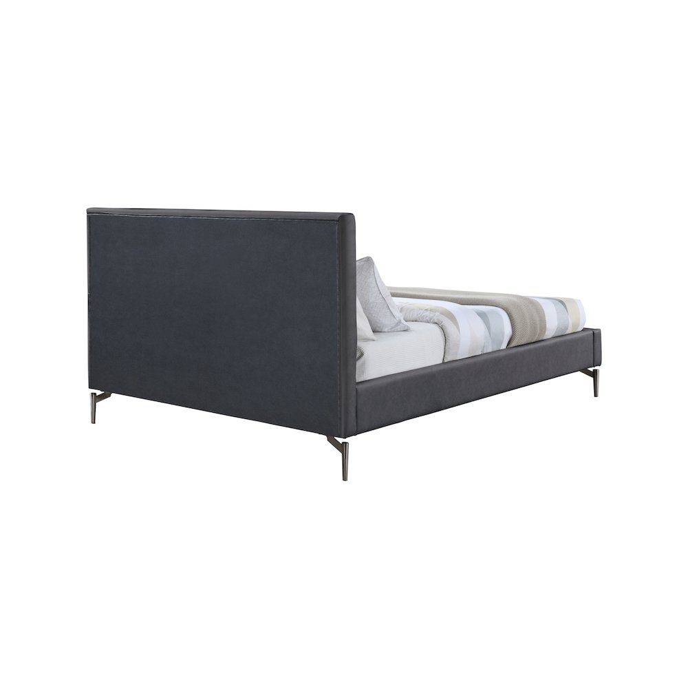 Gallo Dark Grey Vegan Leather King Bed