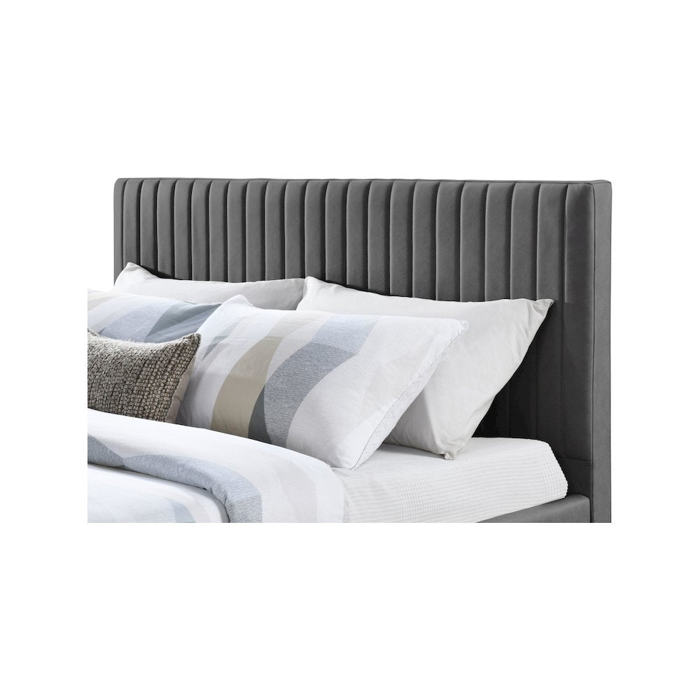 Gallo Dark Grey Vegan Leather Queen Bed