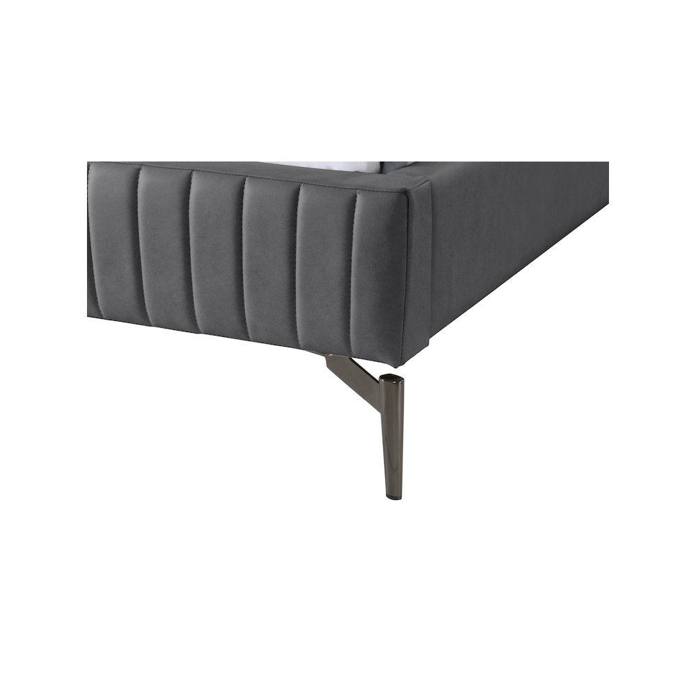 Gallo Dark Grey Vegan Leather Queen Bed