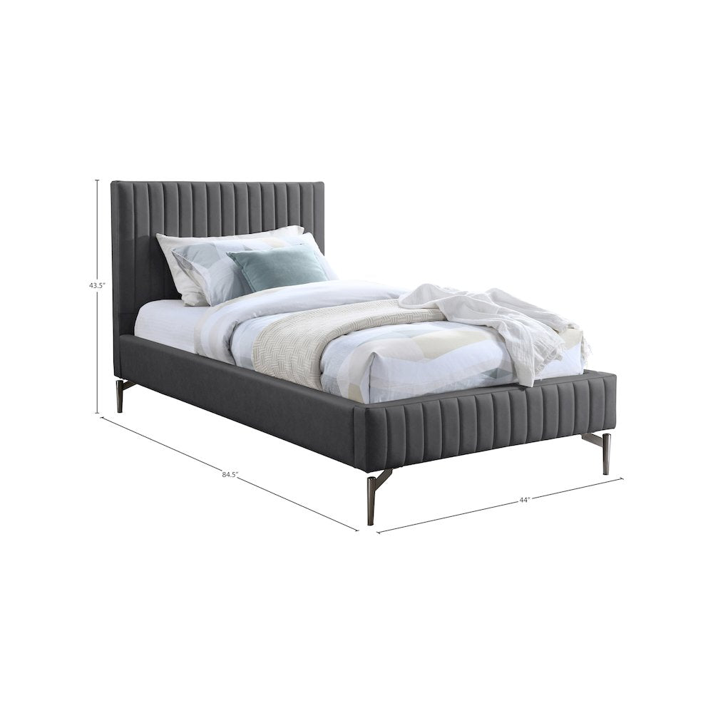 Gallo Dark Grey Vegan Leather Twin Bed