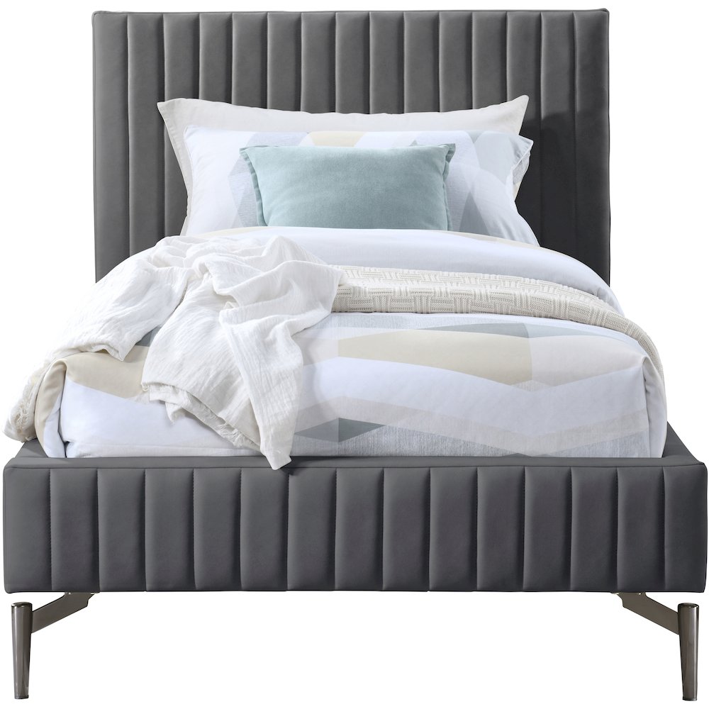 Gallo Dark Grey Vegan Leather Twin Bed