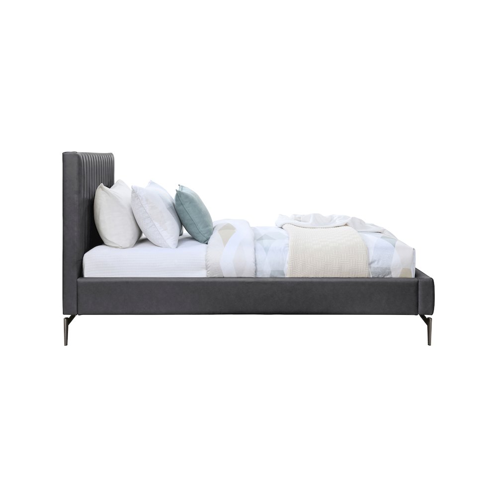 Gallo Dark Grey Vegan Leather Twin Bed