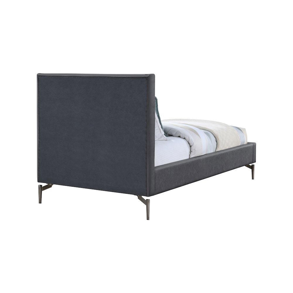 Gallo Dark Grey Vegan Leather Twin Bed