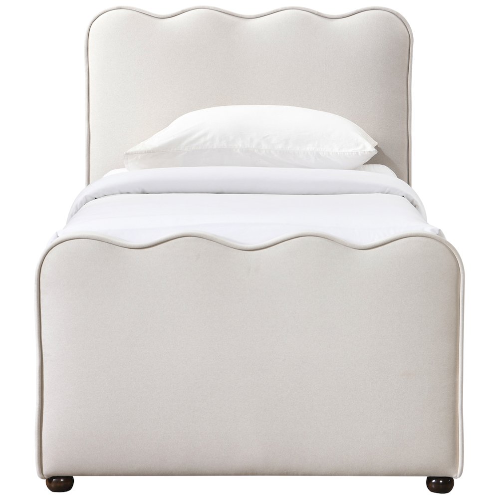 Gatsby Cream Mohair Velvet Upholstered Twin Trundle Bed