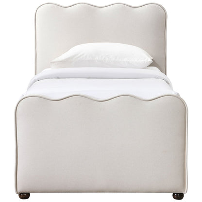 Gatsby Cream Mohair Velvet Upholstered Twin Trundle Bed