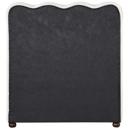 Gatsby Cream Mohair Velvet Upholstered Twin Trundle Bed