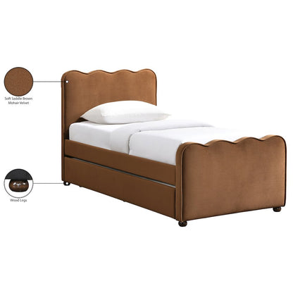 Gatsby Saddle Mohair Velvet Upholstered Twin Trundle Bed