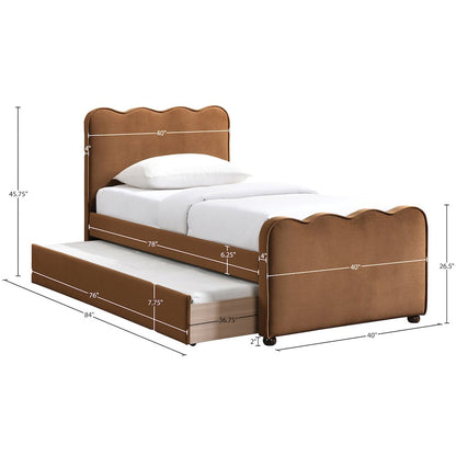Gatsby Saddle Mohair Velvet Upholstered Twin Trundle Bed