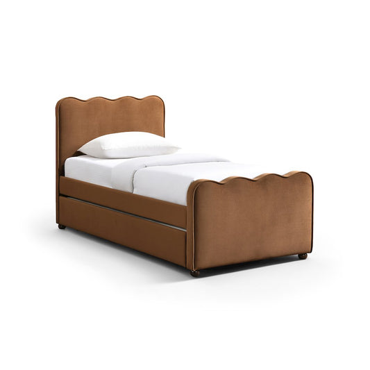 Gatsby Saddle Mohair Velvet Upholstered Twin Trundle Bed