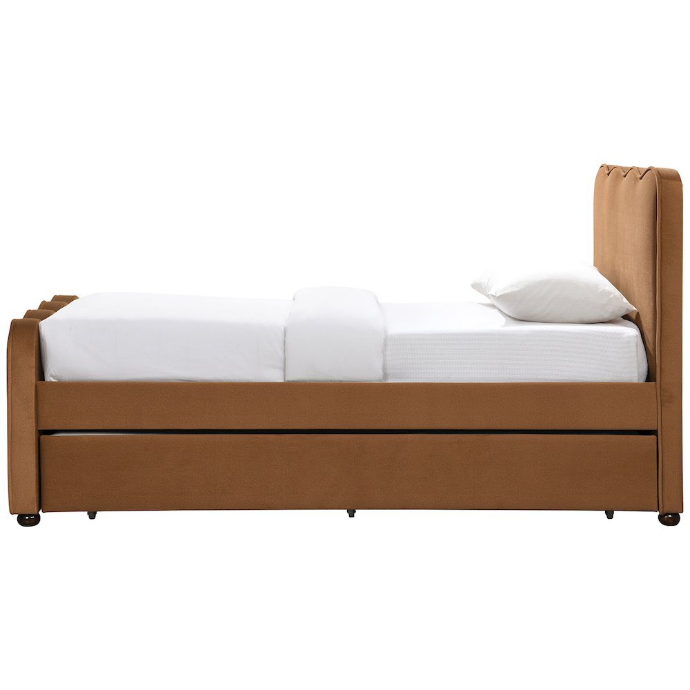 Gatsby Saddle Mohair Velvet Upholstered Twin Trundle Bed