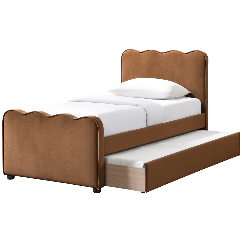 Gatsby Saddle Mohair Velvet Upholstered Twin Trundle Bed