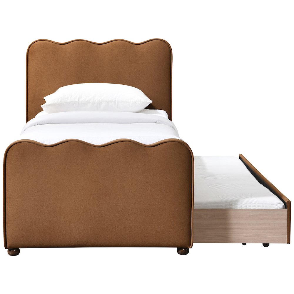 Gatsby Saddle Mohair Velvet Upholstered Twin Trundle Bed