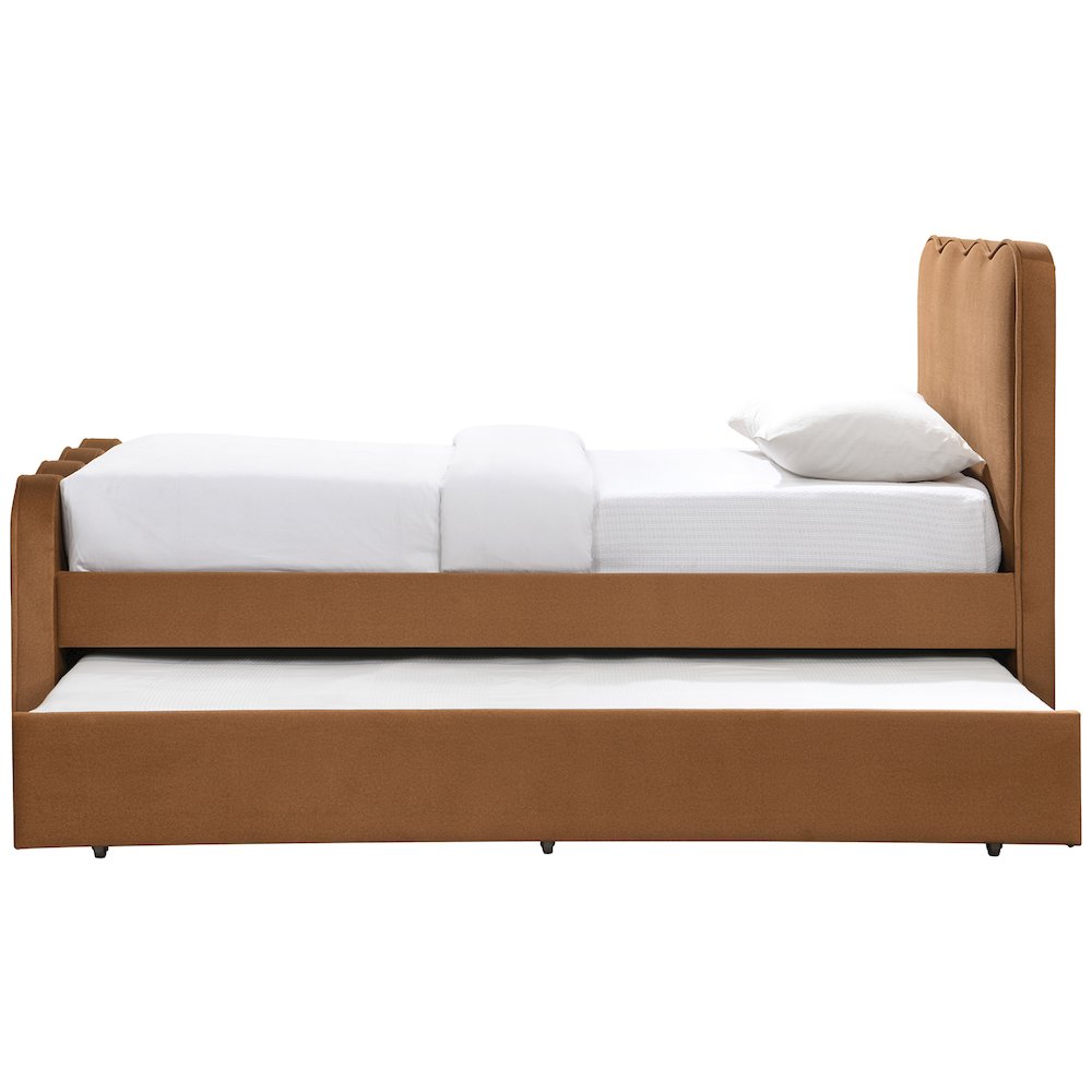 Gatsby Saddle Mohair Velvet Upholstered Twin Trundle Bed