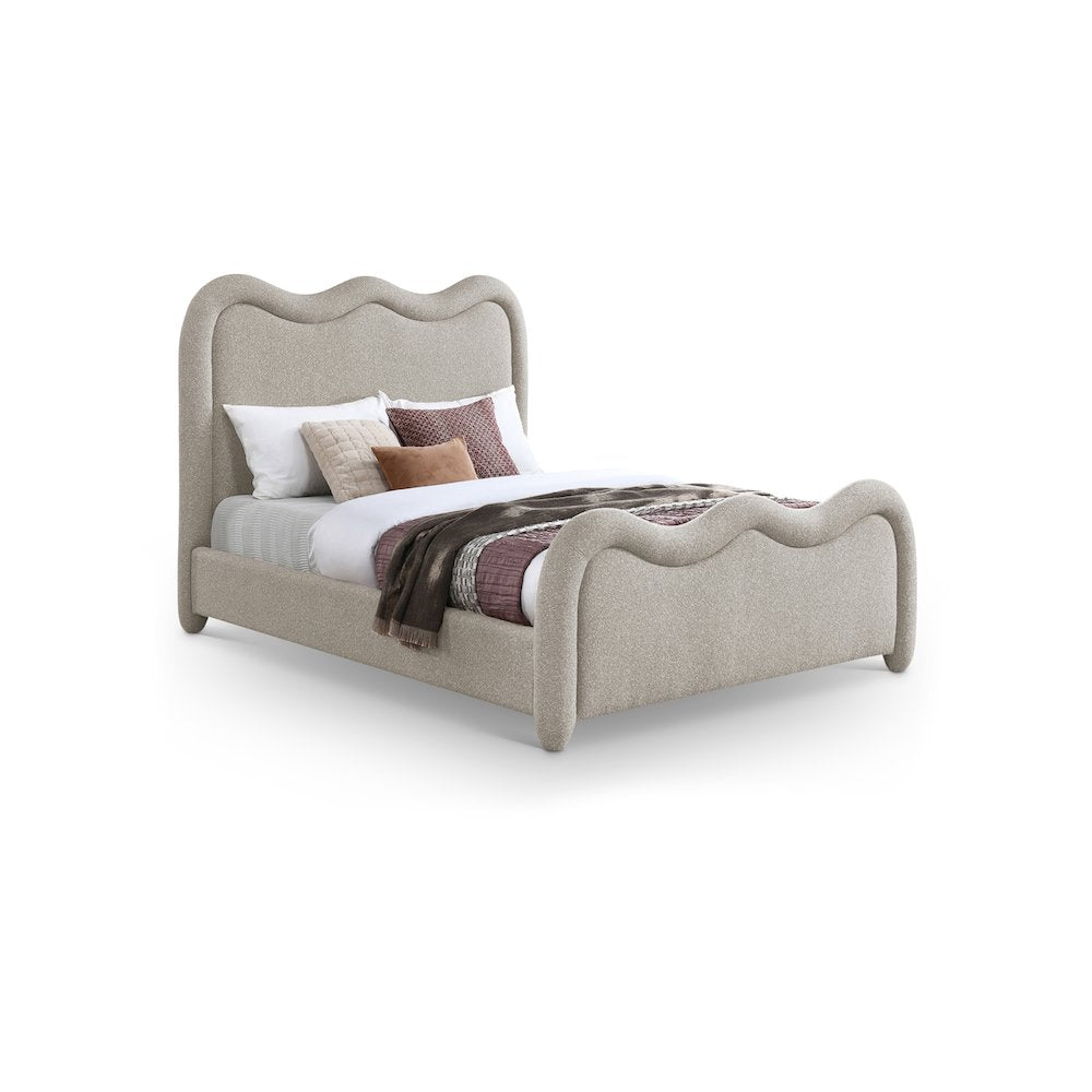 Gavin Beige Chenille Fabric Full Bed