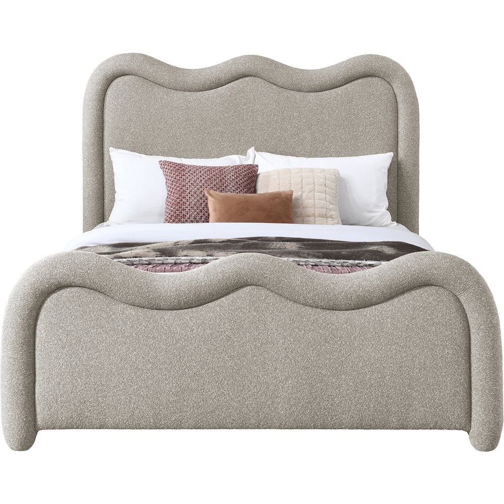 Gavin Beige Chenille Fabric King Bed