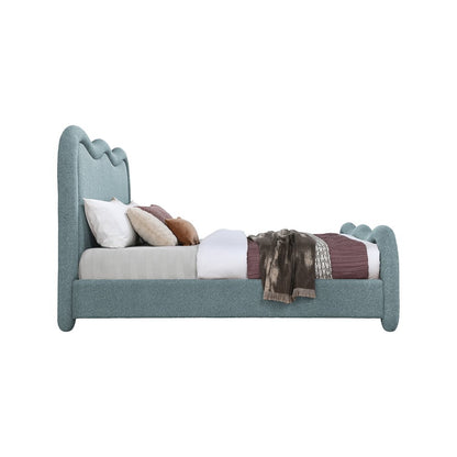 Gavin Blue Chenille Fabric King Bed
