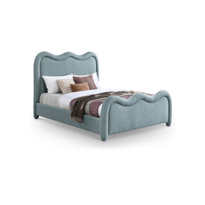 Gavin Blue Chenille Fabric Queen Bed