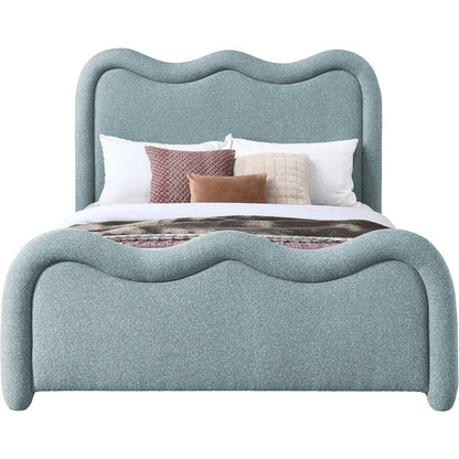 Gavin Blue Chenille Fabric Queen Bed