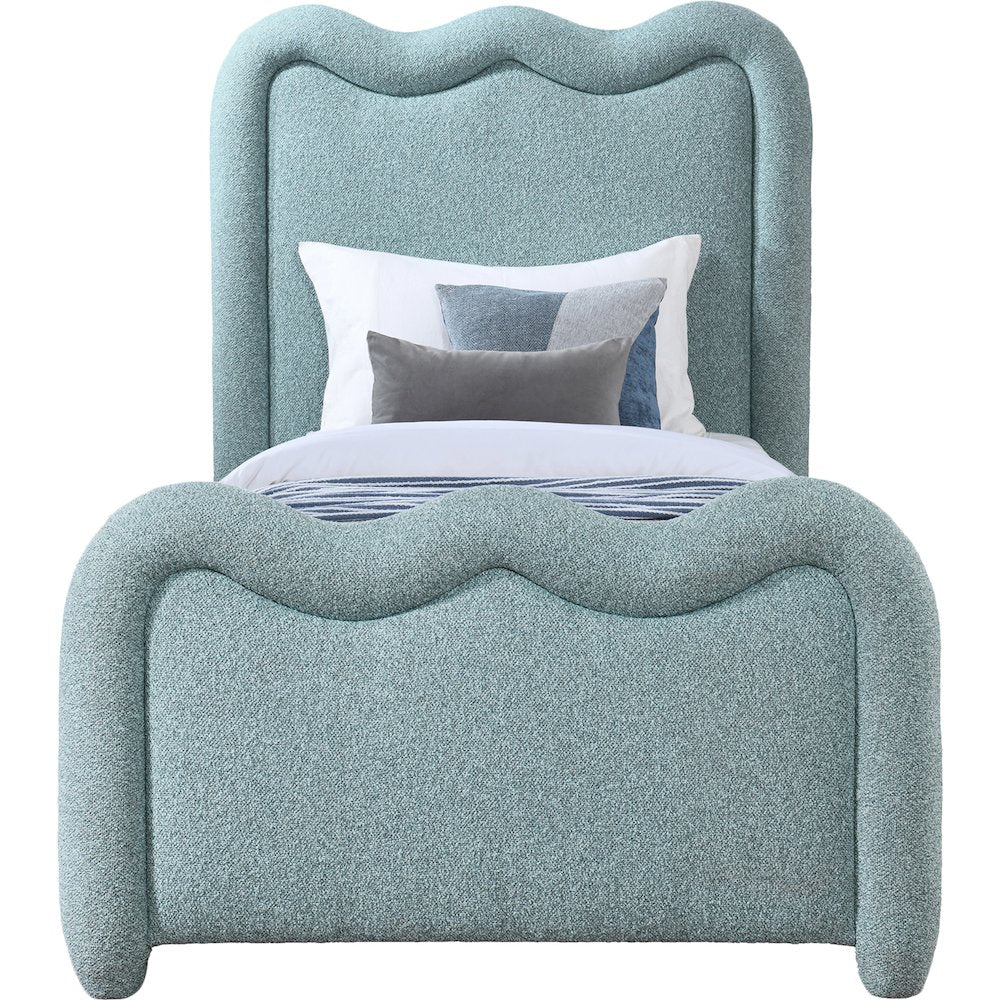 Gavin Blue Chenille Fabric Twin Bed