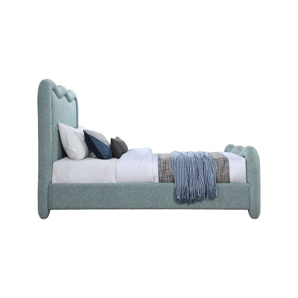 Gavin Blue Chenille Fabric Twin Bed