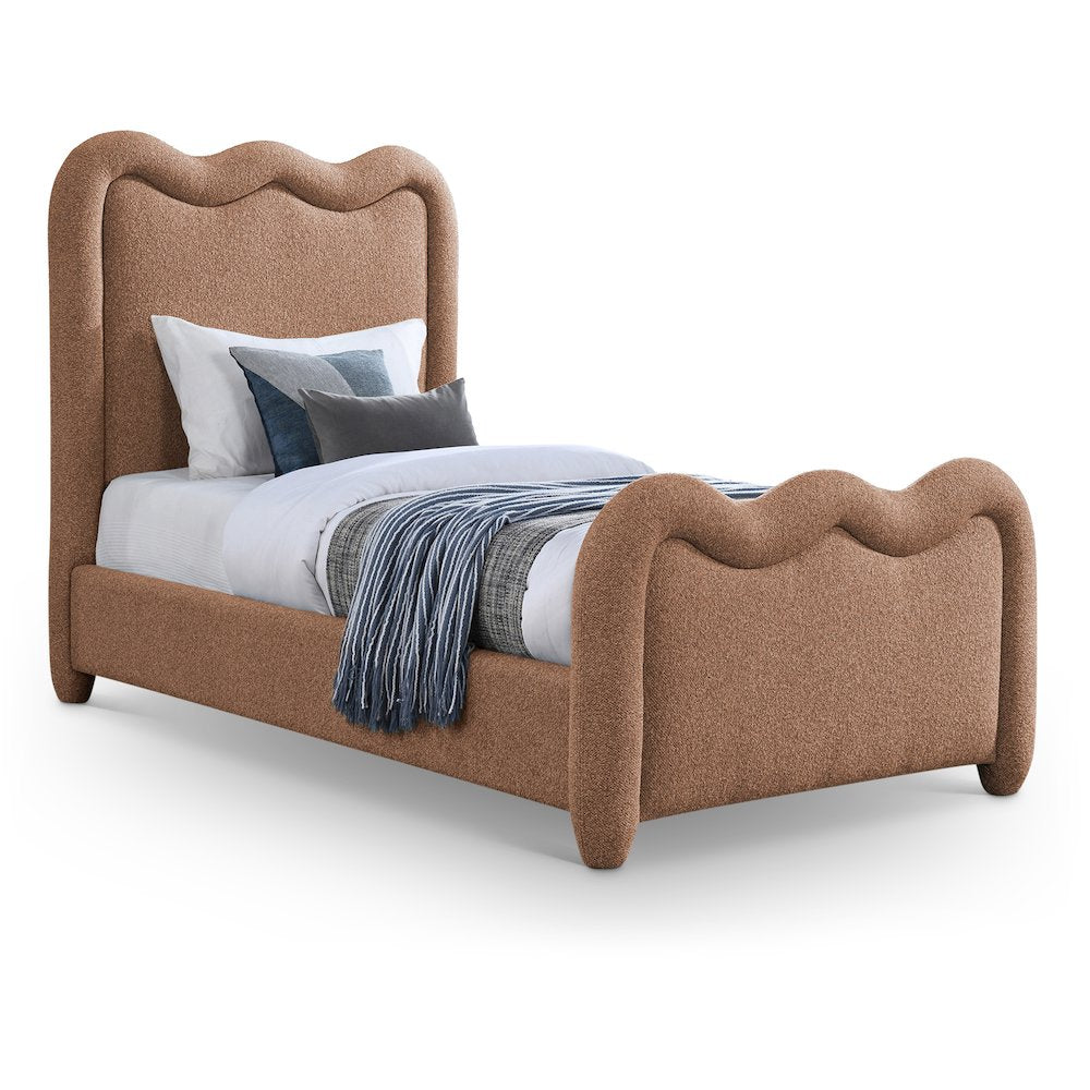 Gavin Cognac Chenille Fabric Twin Bed