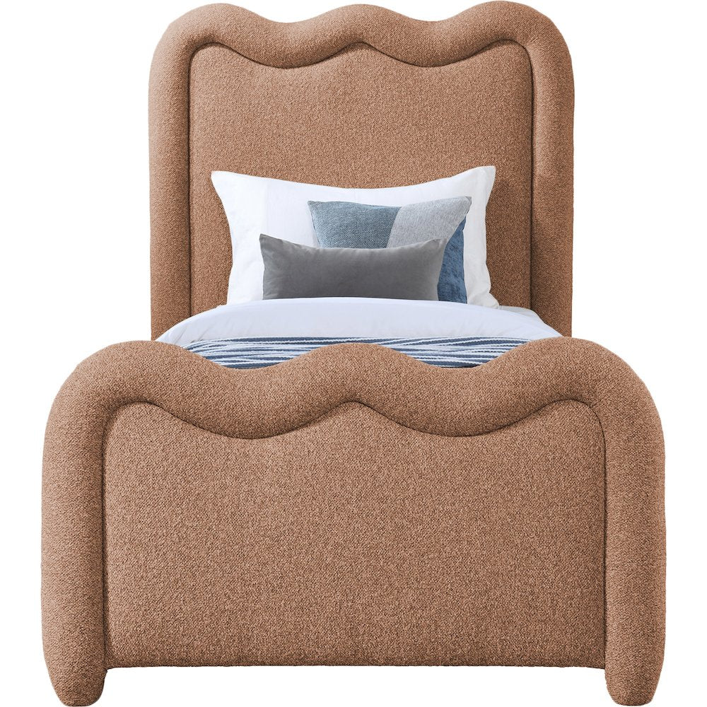 Gavin Cognac Chenille Fabric Twin Bed