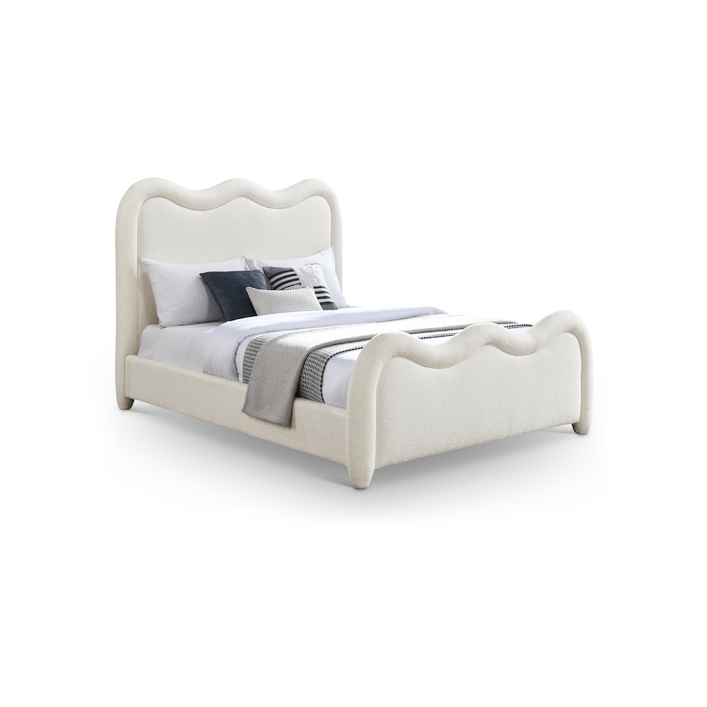 Gavin Cream Chenille Fabric King Bed