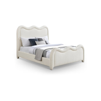 Gavin Cream Chenille Fabric King Bed