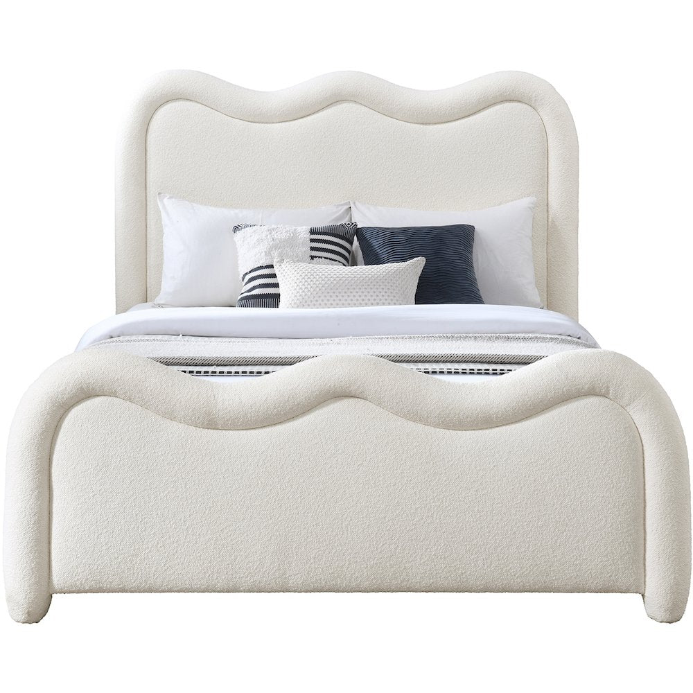 Gavin Cream Chenille Fabric King Bed