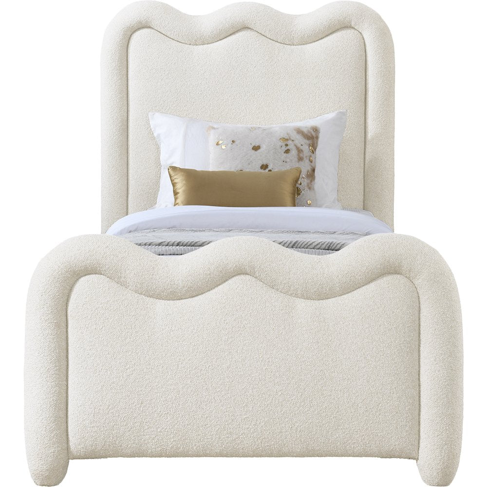 Gavin Cream Chenille Fabric Twin Bed