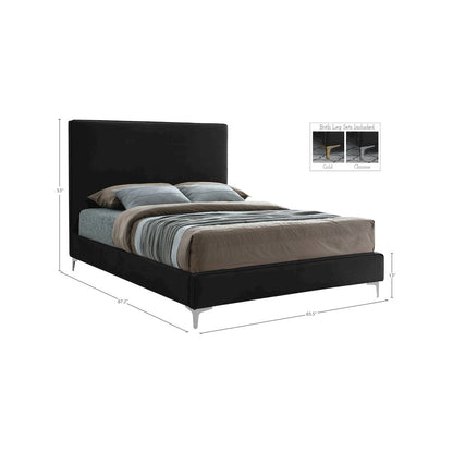 Geri Black Velvet Queen Bed