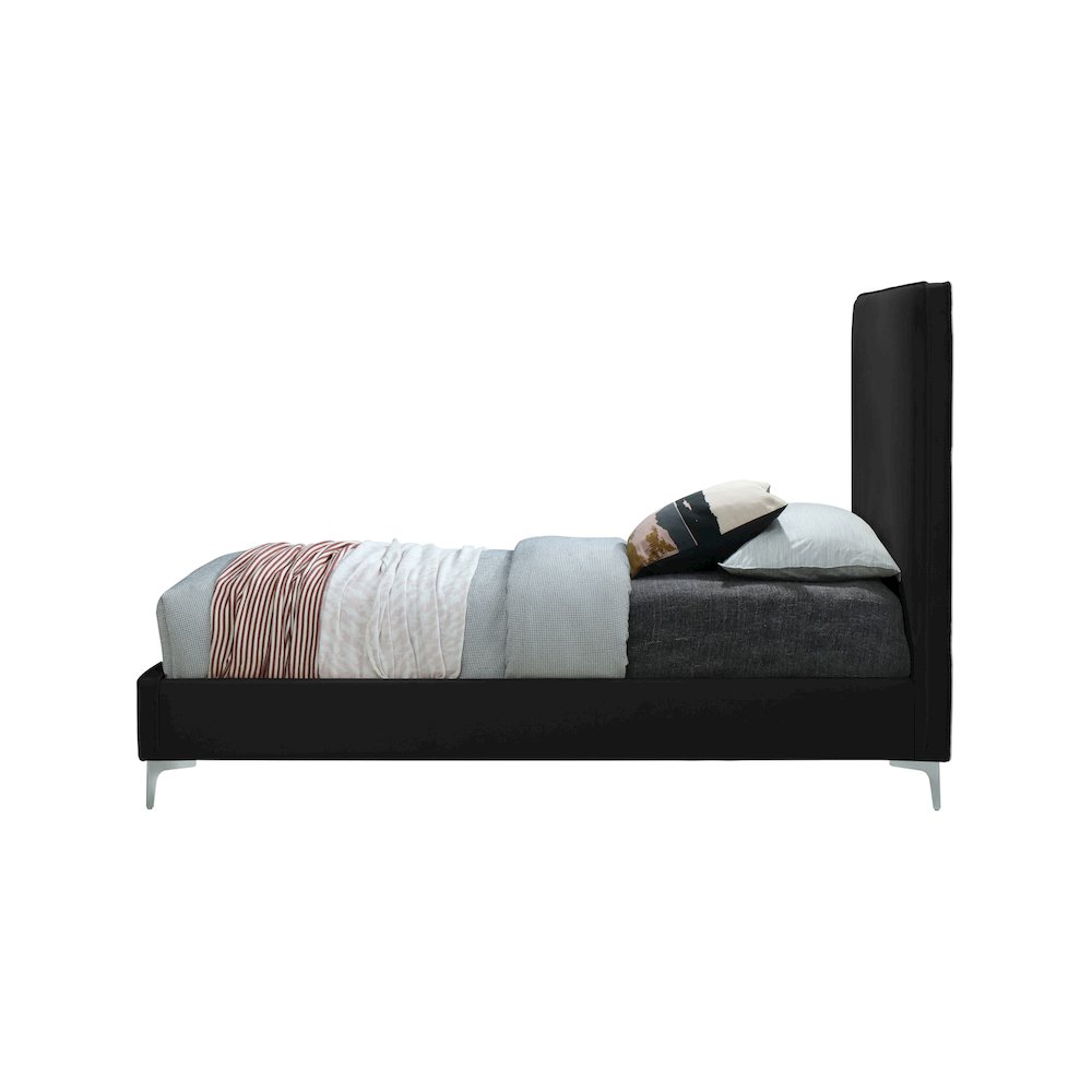 Geri Black Velvet Twin Bed