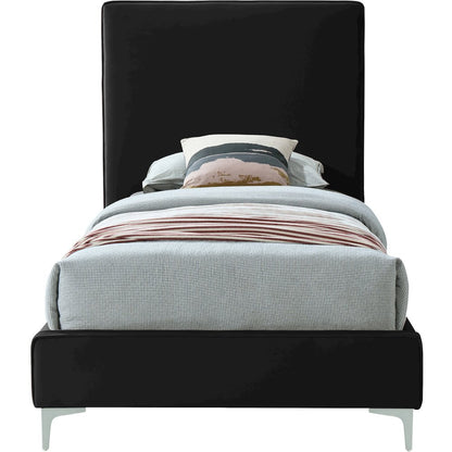 Geri Black Velvet Twin Bed