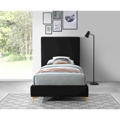 Geri Black Velvet Twin Bed