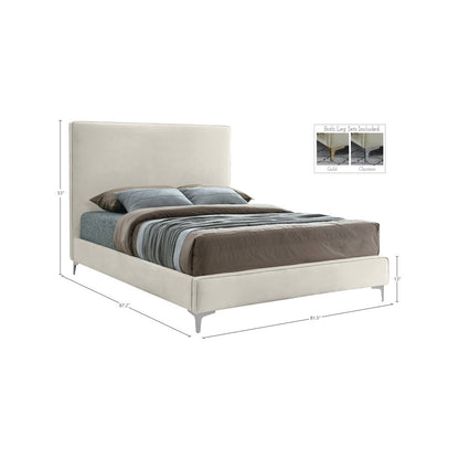 Geri Cream Velvet King Bed
