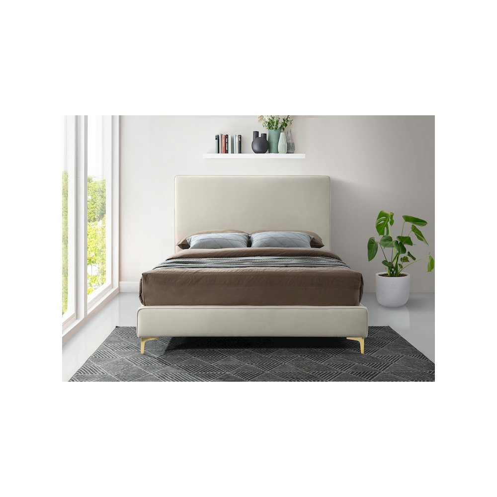 Geri Cream Velvet King Bed