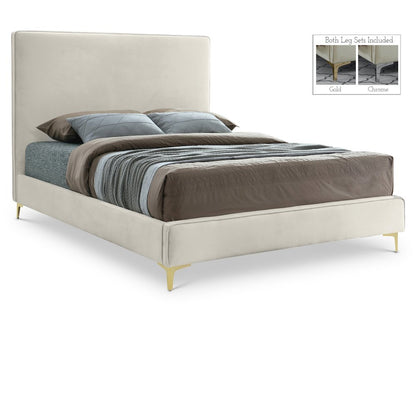 Geri Cream Velvet Queen Bed